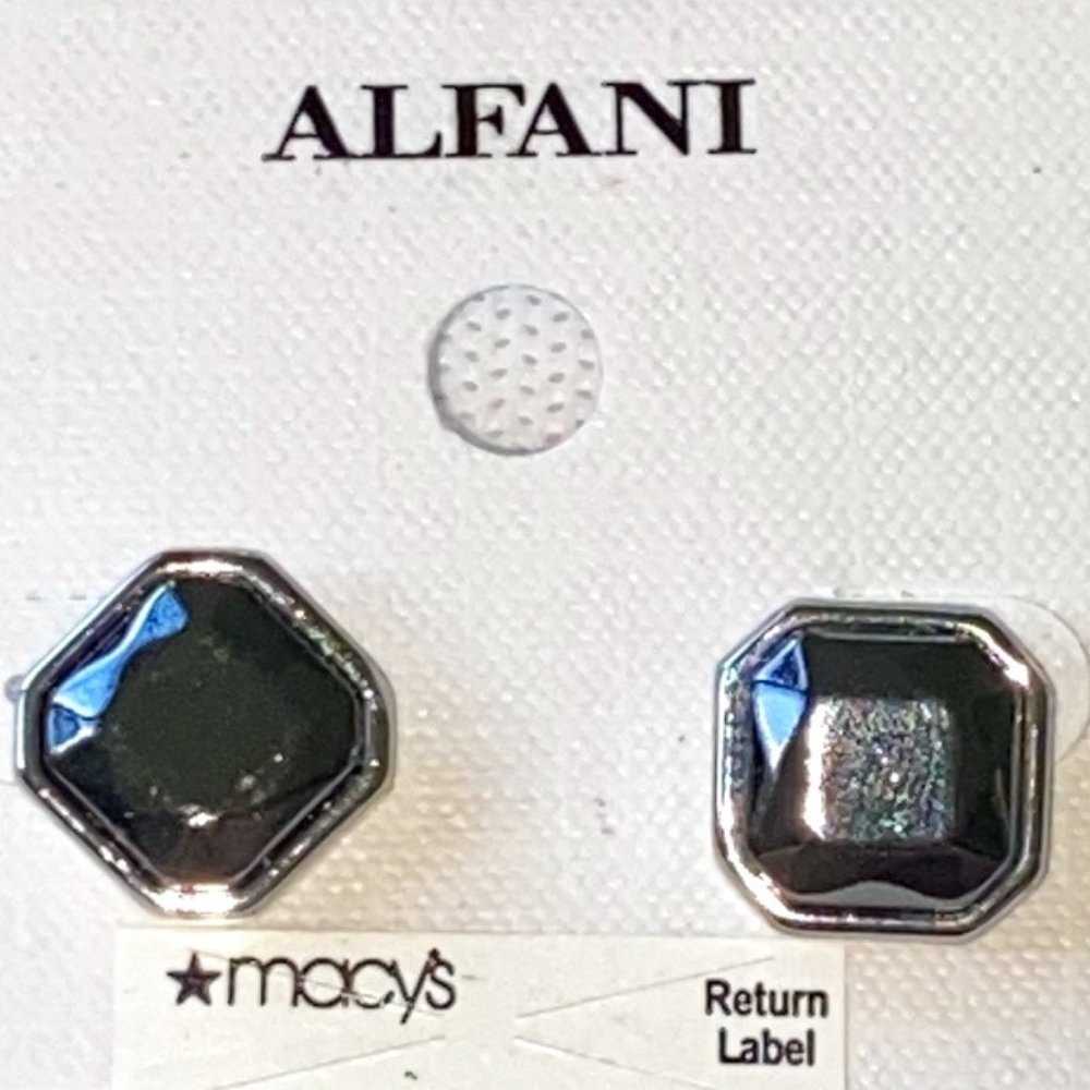 Alfani Black and SIlver Square Earrings